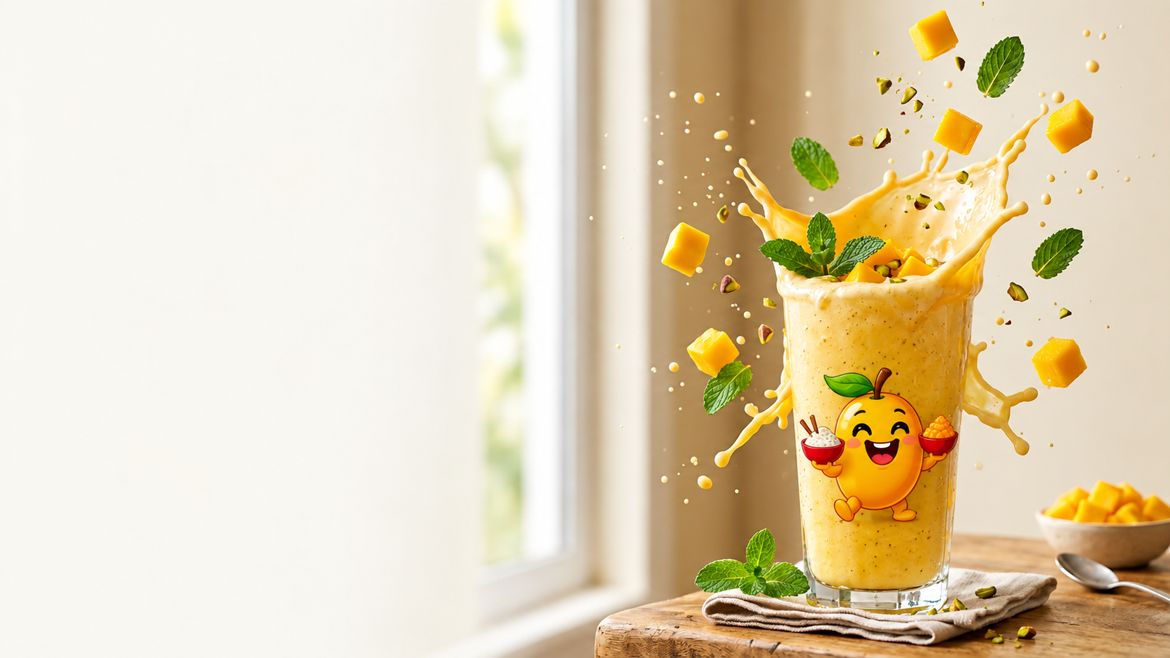 Fresh mango smoothie and tropical fruit drink